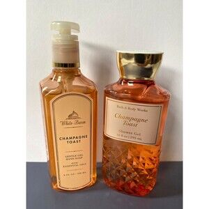Bath & Body Works CHAMPAGNE TOAST shower gel + White Barn gentle hand soap. NEW